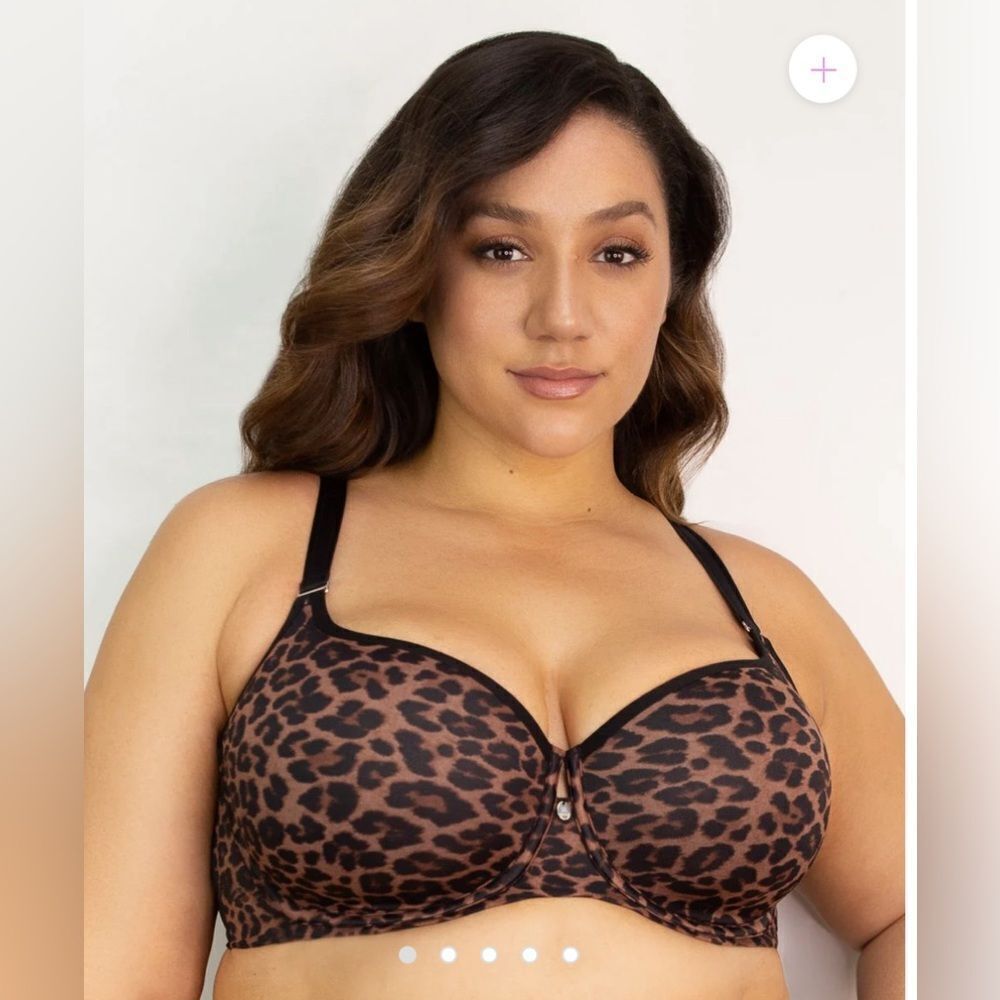 Curvy Couture Tulip Smooth Tshirt Bra in Designer Leopard 42D